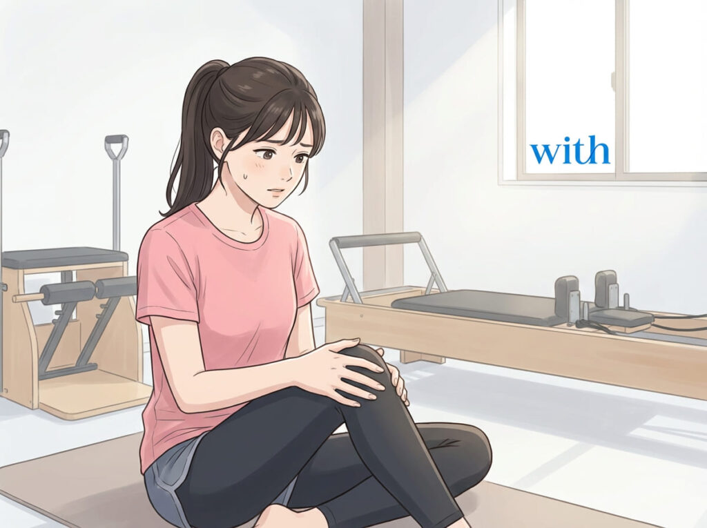 ピラティス後や翌日に膝の重さや痛みを感じて不安になっている様子