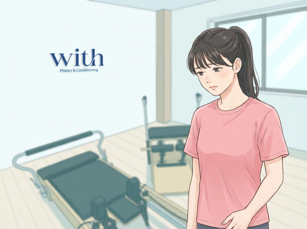 ピラティス後に足首のぐらつきや怖さを感じて不安になっている様子