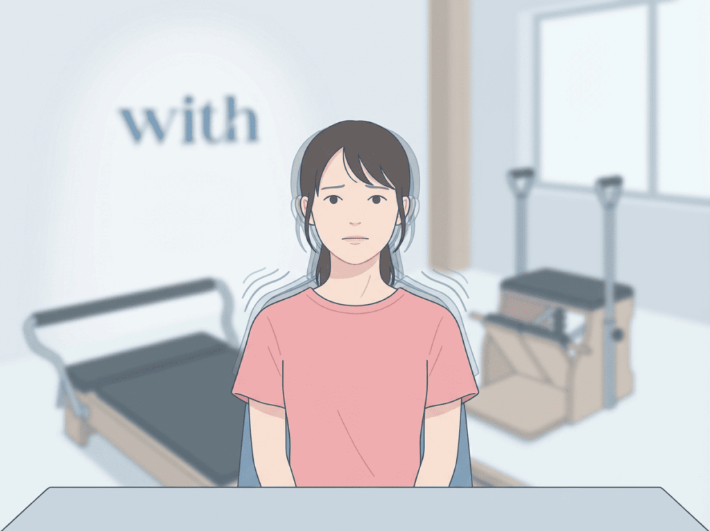 無意識のうちに肩や首まわりに緊張が続いている状態を表したイメージ