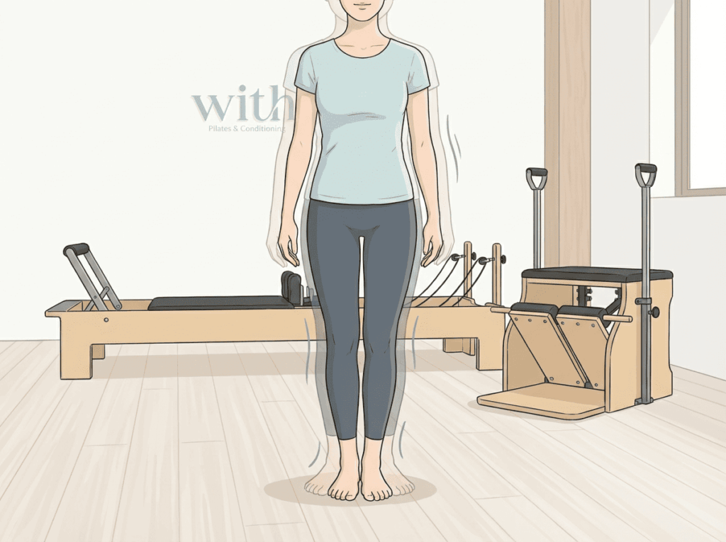 動きながらバランスを保っている立位姿勢のイメージ