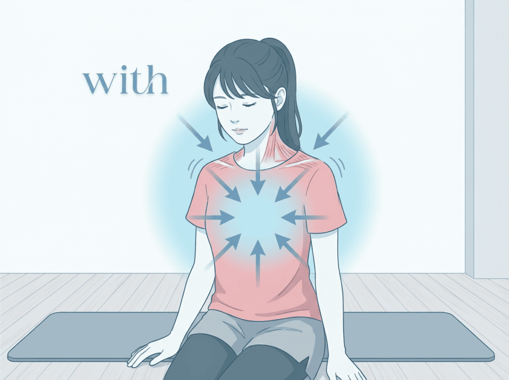 身体の内側に意識を向けすぎることで緊張が高まる様子を示したイメージ