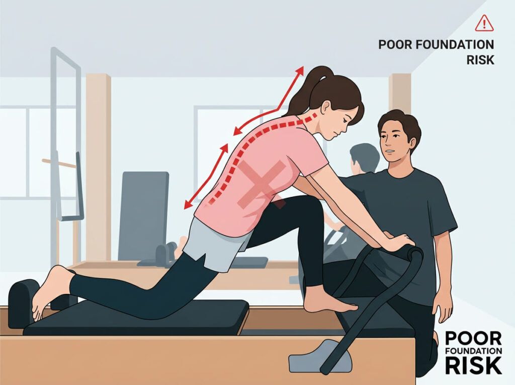 姿勢や身体の使い方を整理しないまま運動を重ねている状態を示すイラスト