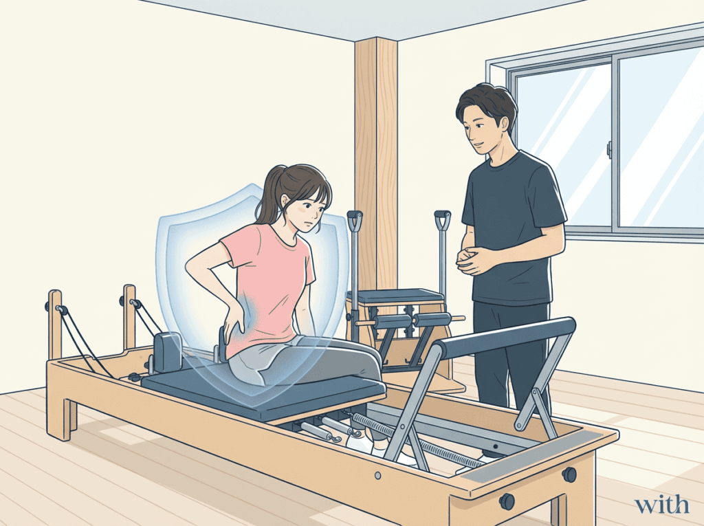 痛みや不安によって身体感覚が変化し防御的になっている状態を表したイラスト