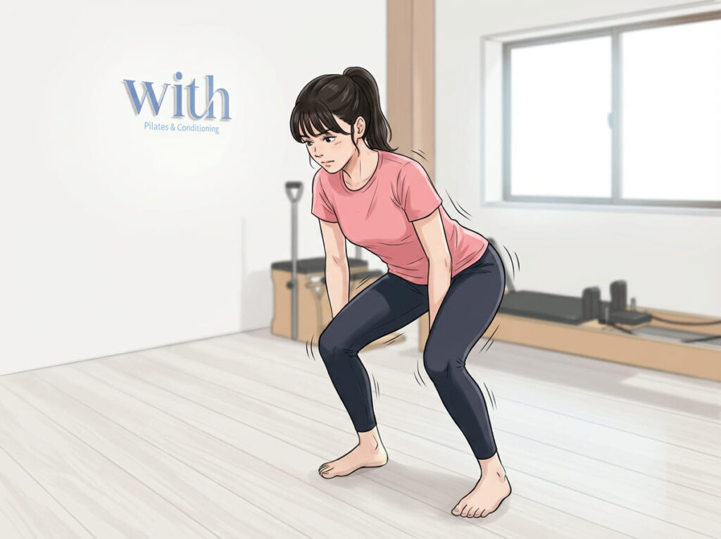 足首の代わりに膝や股関節でバランスを取っている状態のイメージ