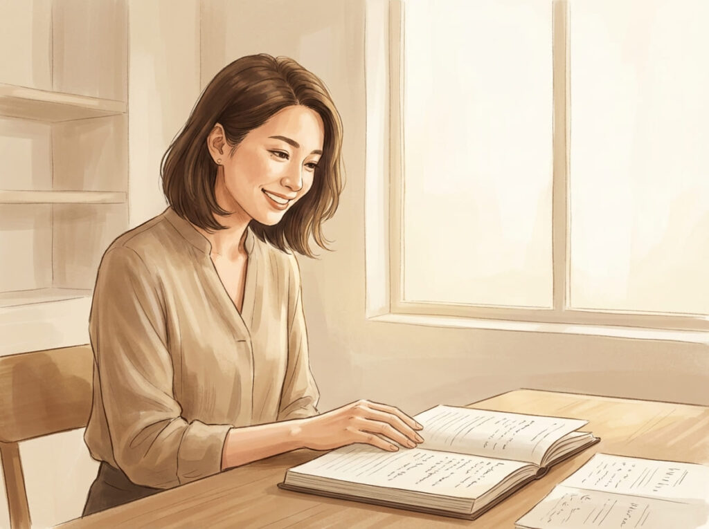 運動が続かなかった経験を、次の選択に活かそうとしている様子を示すイラスト