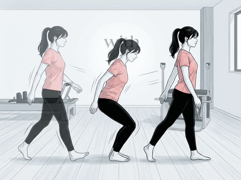 動きの中で力の入れ方や姿勢を切り替えている様子を示すイメージ