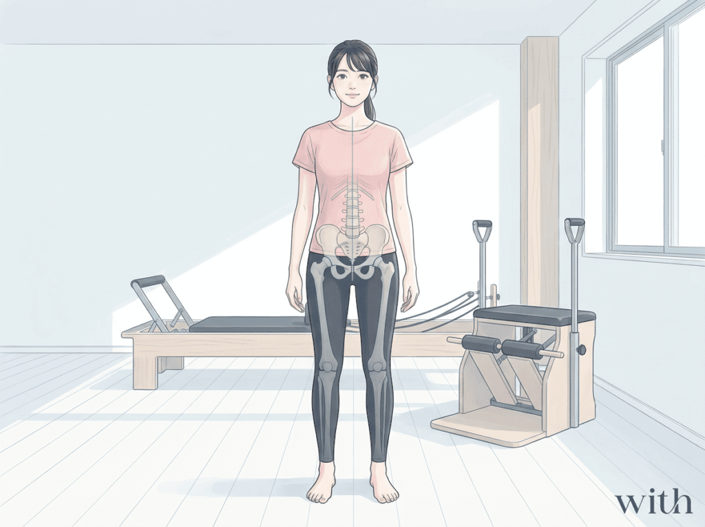 身体全体の中で骨盤が中央に位置していることを示すイメージ