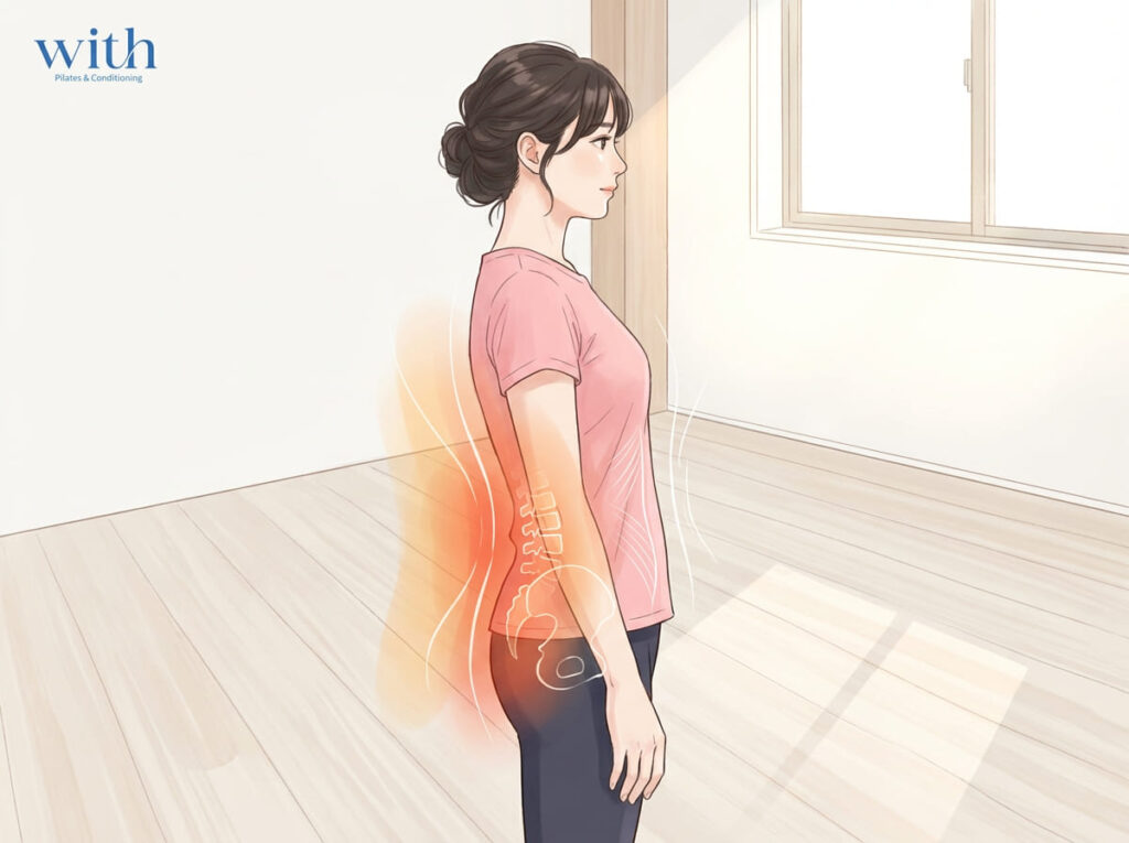 反り腰の人に多い力の入りすぎや動きの順番の乱れを示すイメージ