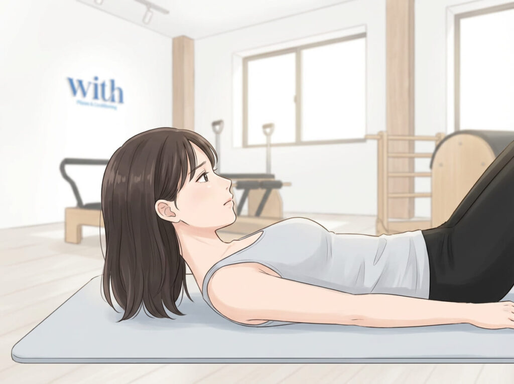 仰向けで顎が浮く姿勢｜深層頸屈筋が働いていない例