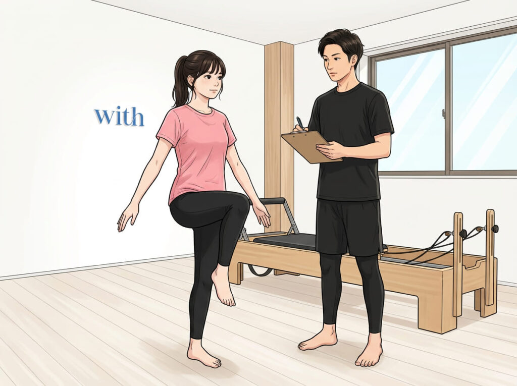 左右差や安定性を評価している様子