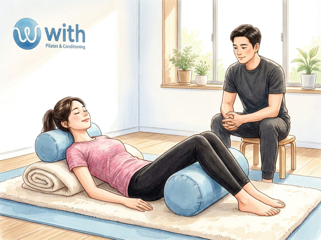 身体を落ち着かせて整える段階を示すイメージ