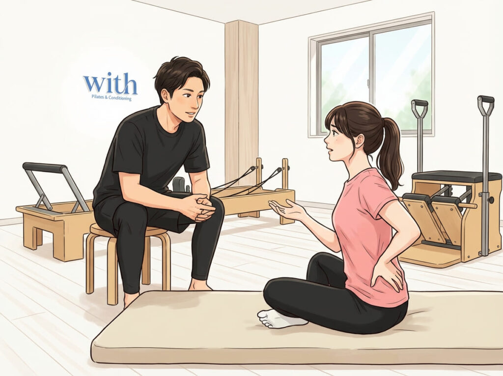 痛みや違和感について対話している様子