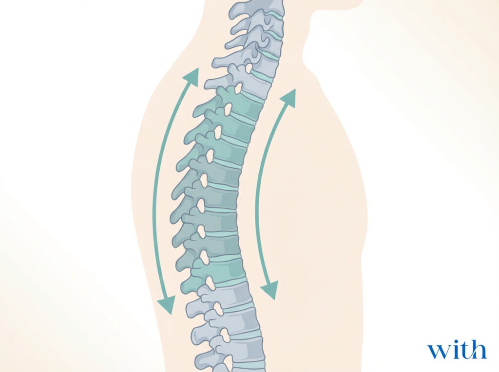 胸椎屈曲の解剖イラスト|ロールアップで背骨が丸まらない原因