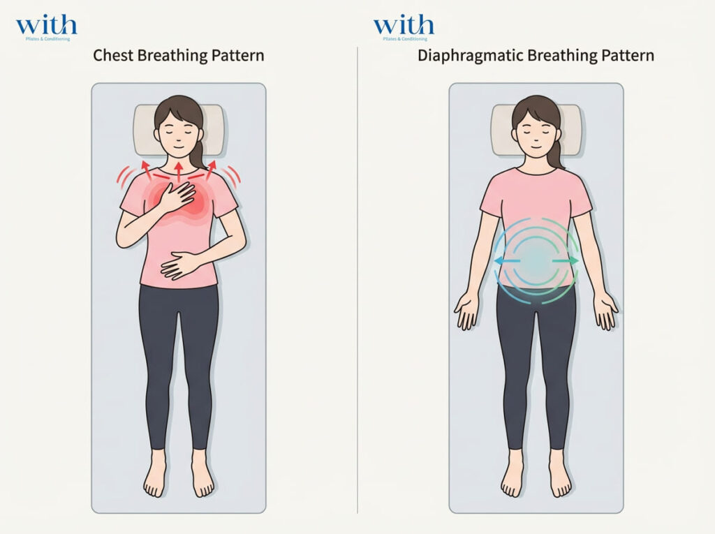 呼吸パターンのセルフチェック方法|胸式呼吸と横隔膜呼吸の比較