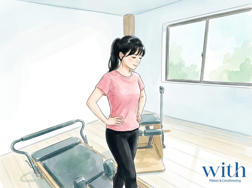 反り腰で運動してよいか迷う人が判断に立ち止まる場面を示すイメージ