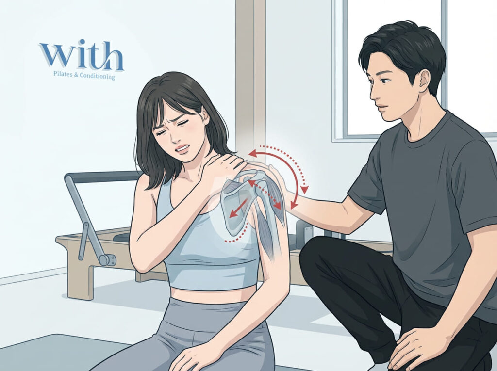 肩甲骨が安定していない姿勢のイメージ