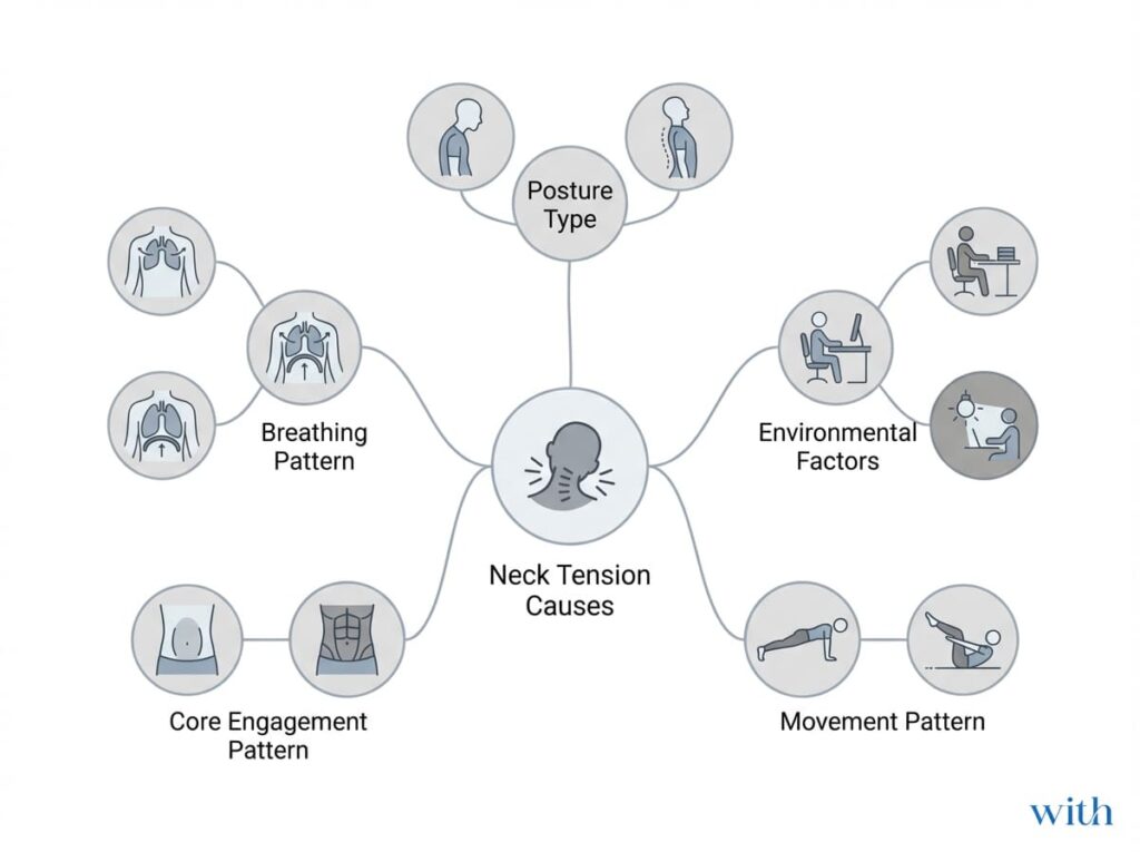 首に力が入る原因クラスター構造図