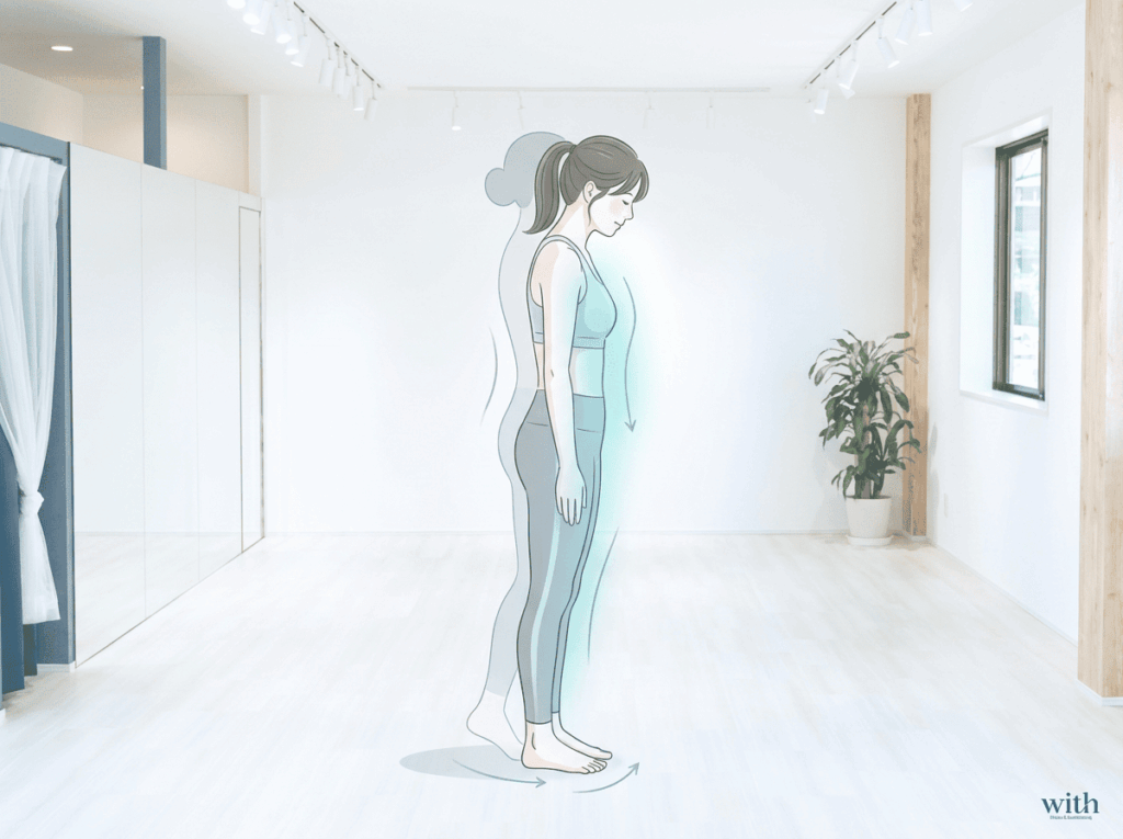 猫背姿勢による身体の負担分布の変化を示した図