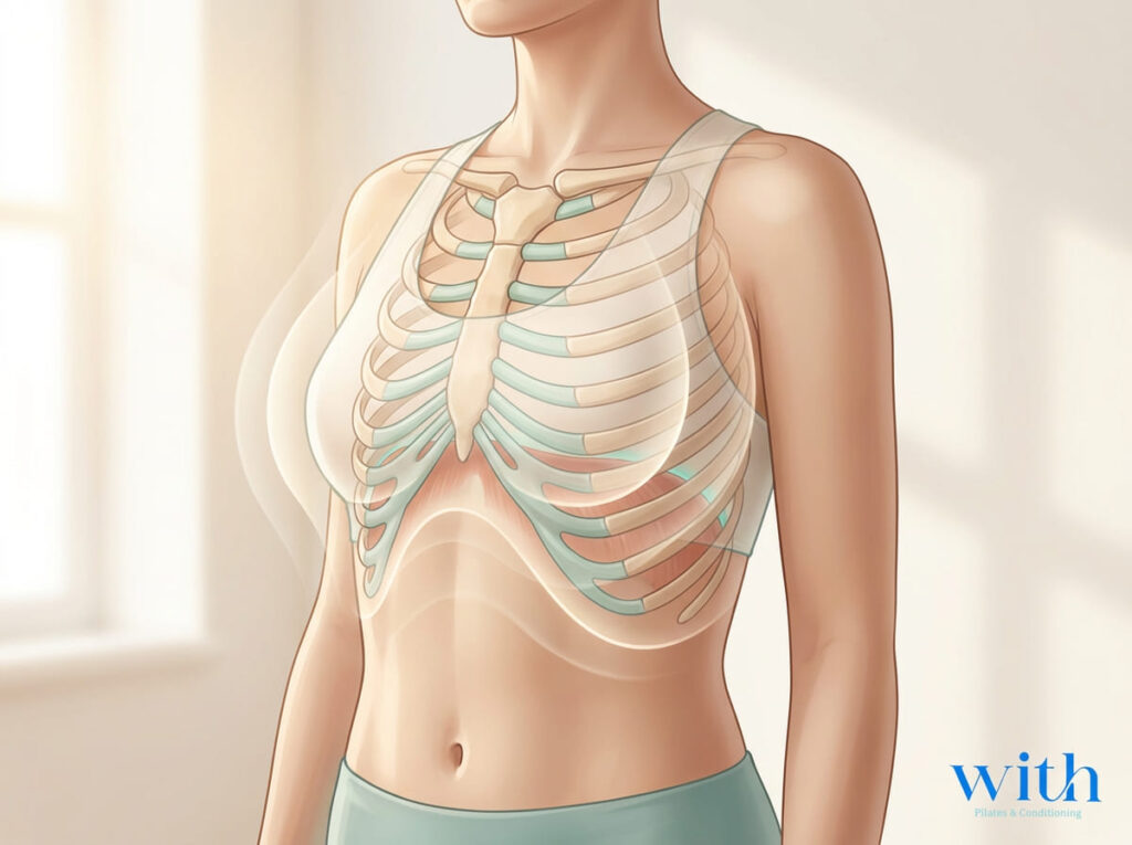 呼吸と姿勢の関係を示す胸郭と体幹のイメージ