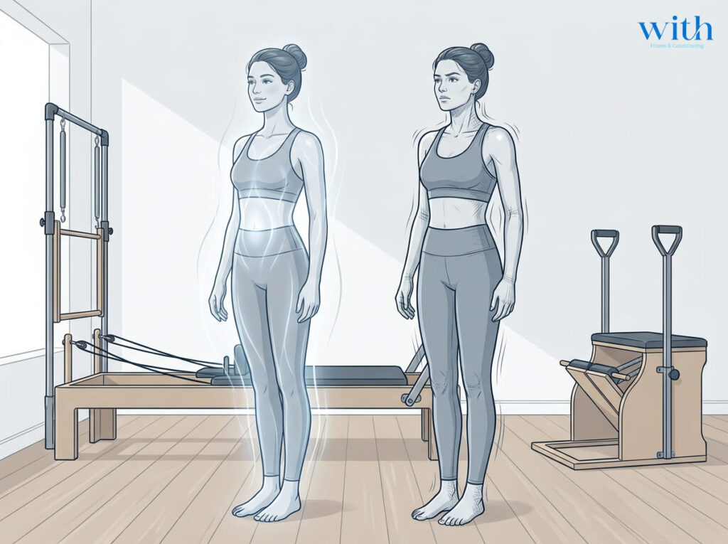 同じ見た目でも身体の安定性が異なる姿勢の例