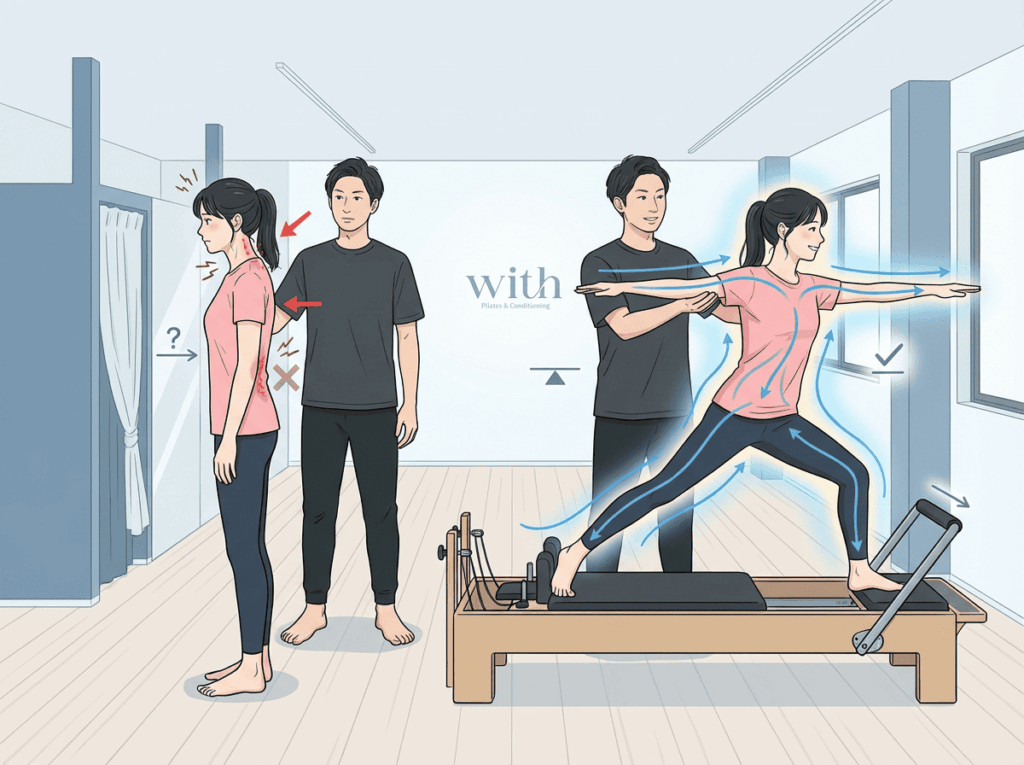 姿勢だけ修正しても不調が改善しない理由を示した図