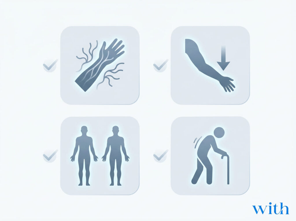 しびれ・筋力低下・両側症状などのチェックリスト図|ストレートネックで確認すべき判断ポイント