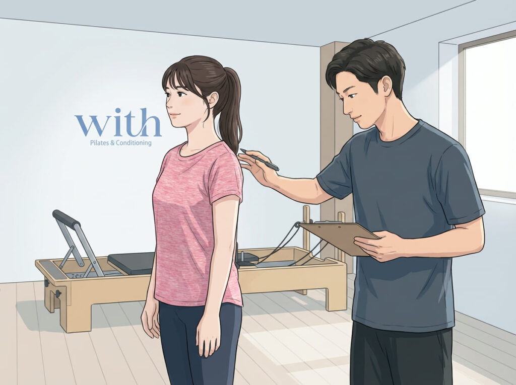 理学療法士が姿勢や動きを評価している様子